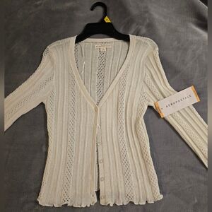 Aeropostale Women's White Knit Cardigan